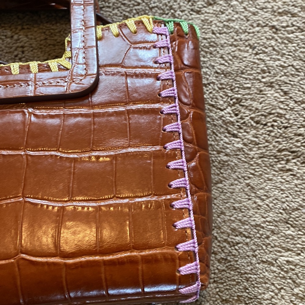 Staud Shirley Croc Crochet Edge Bag. Comes with matching pouch! - Picture 12 of 15